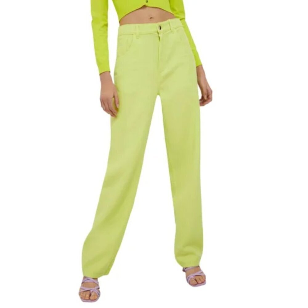 Liu Jo Neon Yellow/Lime Green Straight-Leg Pants Size 28